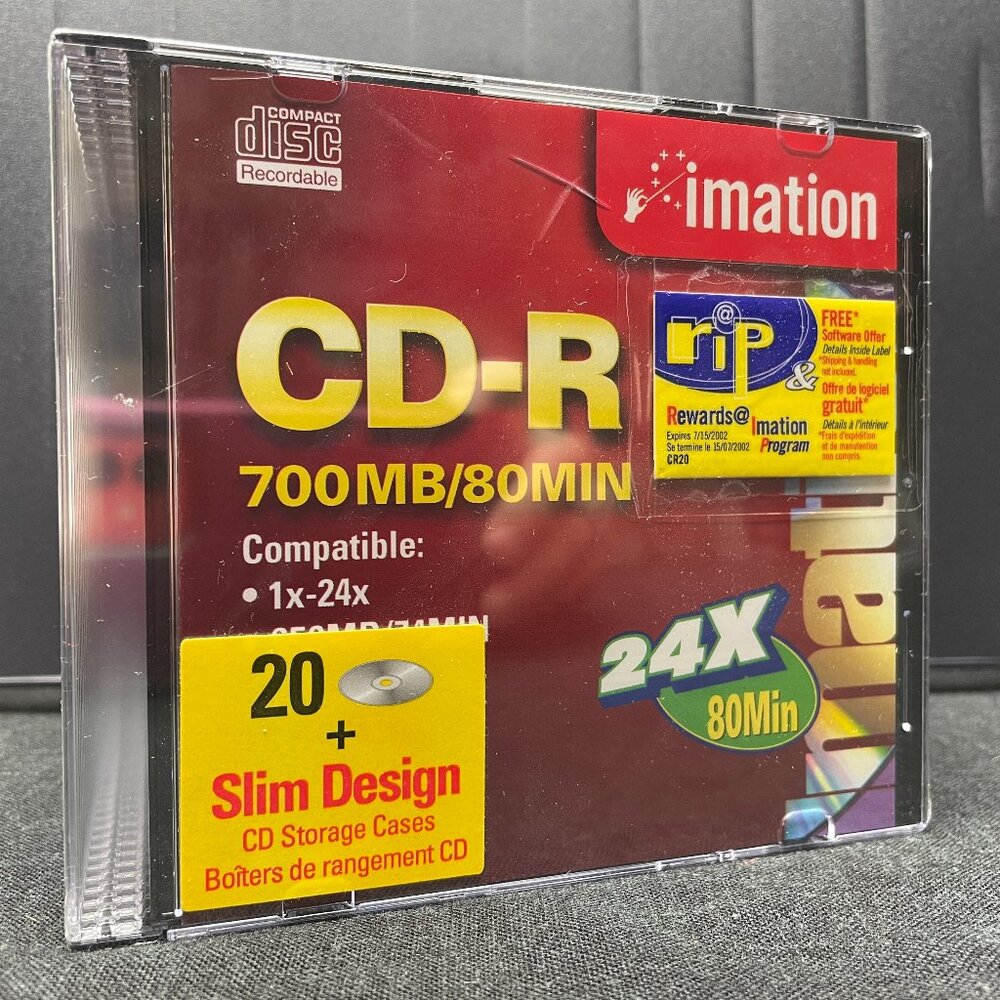 NWOT 20-Pack Imation CD-R 24x 80min/700MB 1x-24x Compatible, Recordable (1of3)